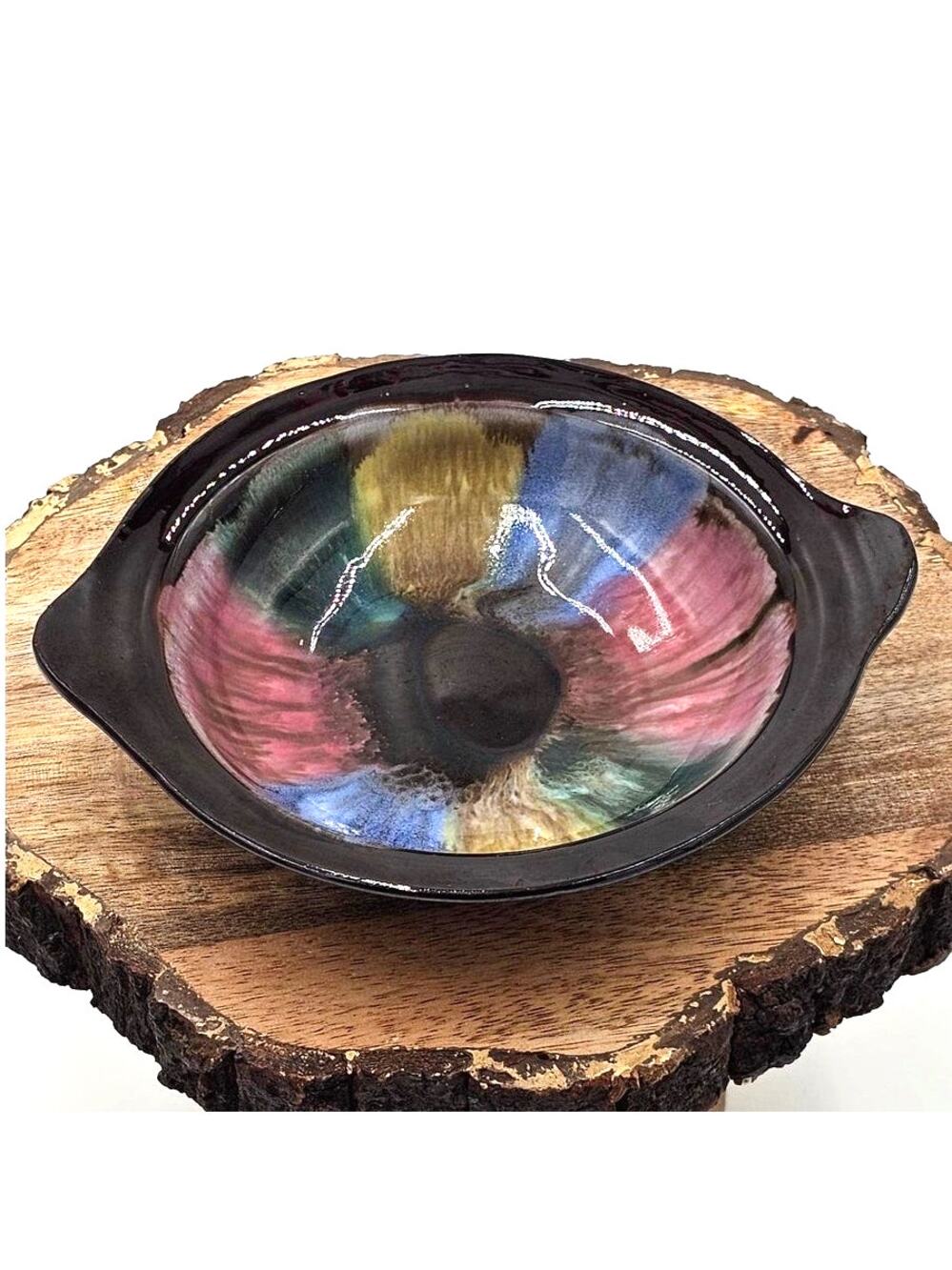 Vintage Mid-Century Modern Pottery Bowl | Japan | Pretty Pastel Rainbow Glaze